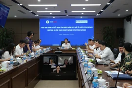 Nguyen Duc Thien, General Director of Vietnam Electricity (EVN)’s Northern Power Corporation (centre), chairs the working session with credit rating organisation Fitch Ratings (Photo: npc.com.vn)