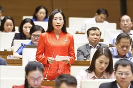 Hoang Thi Thanh Thuy, a deputy from the southern province of Tay Ninh, speaks at the event. (Photo: VNA)