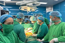 Doctors perform a lung transplant on a patient. (Photo: VietnamPlus)
