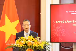 Vietnamese Ambassador to China Pham Thanh Binh speaks at the press conference (Photo: VNA)