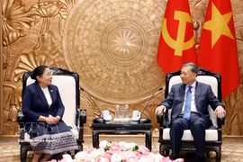 Party General Secretary and State President To Lam (R) and Sisay Leudetmounsone, Politburo member, Secretary of the LPRP Central Committee and Head of its Organisation Commission, in Hanoi on July 29, 2026. (Photo: VNA)
