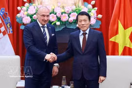 Minister of Public Security Luong Tam Quang (right) and Croatian Minister of Foreign and European Affairs Gordan Grlić Radman at their meeting in Hanoi on May 19 (Photo: VNA)
