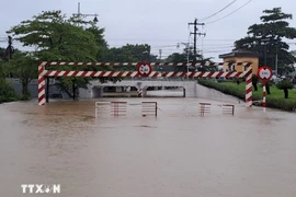 Lon bridge in Hue city is under water (Photo: VNA)