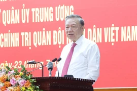 Party General Secretary To Lam speaks at the working session with the General Department of Politics of the Vietnam People's Army (VPA) in Hanoi on July 23. (Photo: VNA)