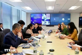Deputy Minister of Finance Cao Anh Tuan holds a working session with Intel Corporation. (Photo: VNA)