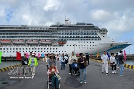 The international cruise ship Adora Mediterranea docks at Chan May Port in Hue city on February 19. (Photo: VNA)