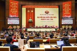 Delegates vote to adopt the resolution of the first Congress of the National Assembly (NA)’s Party Organisation for the 2025 – 2030 tenure. (Photo: VNA)