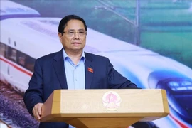 Prime Minister Pham Minh Chinh addressrd the fourth meeting of the steering committee for key national railway projects on October 23. (Photo: VNA)