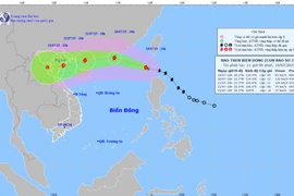 Location and forecast track of Storm Wipha as of 11:00am on July 19. (Photo: National Centre for Hydro-Meteorological Forecasting) 