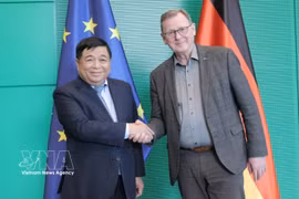 Deputy Prime Minister Nguyen Chi Dung (left) meets Vice President of the German Bundestag Bodo Ramelow. (Photo: VNA)