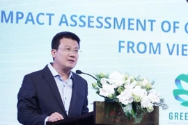 Nguyen Tuan Quang, Deputy General Director of the Department of Climate Change speaks at the event. (Photo: https://nongnghiepmoitruong.vn/)