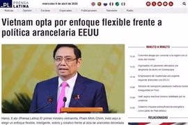 A screenshot of the Prensa Latina article on the Southeast Asian nation’s flexible approach to US tariffs.