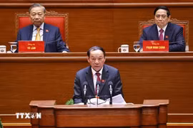 Minister of Culture, Sports and Tourism Nguyen Van Hung delivers a speech at the 14th National Party Congress (Photo: VNA)