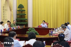 An overview of a meeting chaired by State President Luong Cuong on the preparations for the Hanoi Convention signing ceremony (Photo: VNA)