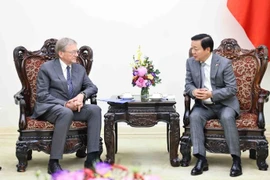 Deputy Prime Minister Tran Hong Ha (R) receives Boris Yuryevich Titov, Special Envoy of the Russian President for relations with International Organisations for the Achievement of Sustainable Development Goals in Hanoi on January 15. (Photo: VNA)