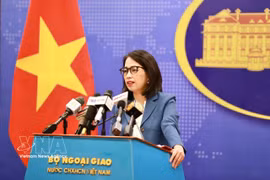 Spokesperson of the Ministry of Foreign Affairs Pham Thu Hang chairs the regular press briefing on March 19. (Photo: VNA)