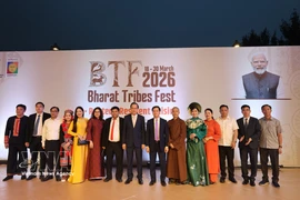 Minister of Ethnic and Religious Affairs Dao Ngoc Dung and the Vietnamese delegation at the Bharat Tribes Fest 2026 in New Delhi (Photo: VNA)