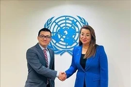Ghada Waly, outgoing Executive Director of the UN Office on Drugs and Crime (UNODC) (R) and Vietnamese Ambassador to Austria Vu Le Thai Hoang (Photo: The Embassy of Austria in Vietnam)
