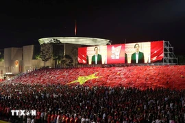 The state-level preliminary review for parade and march for the 80th anniversary of the August Revolution and National Day begins with the flag salute ceremony. (Photo: VNA)