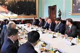The meeting between the Vietnamese delegation and Speaker of the Danish Parliament Søren Gade (Photo: VNA)