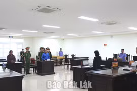 An overview of the first-instance trial of Y Nuen Ayun, 59, a resident in Ea Phe commune, Dak Lak province. (Photo: baodaklak.vn) 