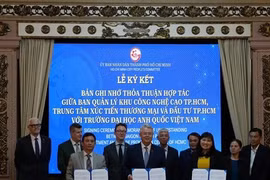 Signing ceremony of cooperation agreement to build an international-standard High-Tech Skills Training Centre in HCM City on February 12. (Photo: VNS)