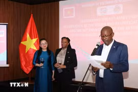 José António Alberto Matsinhe, Director of the Directorate of Asia and Oceania at Mozambique’s Ministry of Foreign Affairs and Cooperation, addresses the event. (Photo: VNA)
