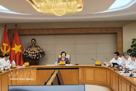 Deputy Prime Minister Pham Thi Thanh Tra (centre) chairs a meeting in Hanoi on April 15, discussing the implementation of a 500-day campaign to accelerate the search, recovery and identification of fallen soldiers’ remains. (Photo: VNA)