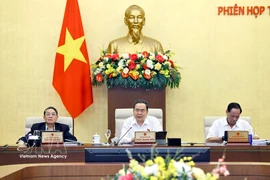 National Assembly Chairman Tran Thanh Man (middle) addresses the discussion on March 18. (Photo: VNA)