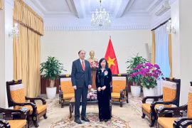 Deputy Minister of Foreign Affairs Le Thi Thu Hang (R) receives Armenian Ambassador to Vietnam Suren Baghdasaryan (Photo: VNA)