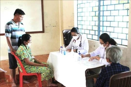 Doctors offer free health check-ups and treatment to Cambodian and Vietnamese-origin people with disadvantages in Takeo province on November 1. (Photo: VNA)