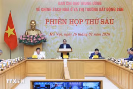 PM Pham Minh Chinh speaks at the sixth session of the Central Steering Committee for Housing and Real Estate Market Policies on February 26. (Photo: VNA)