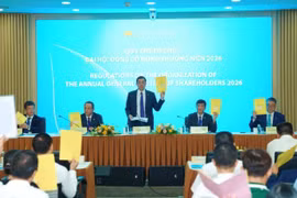 Vietnam Airlines' leaders at the Annual General Meeting of Shareholders on June 28, 2026. (Photo courtesy of the airline)