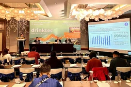 Chairman of the Vietnam Beer, Alcohol and Beverage Association (VBA) Nguyen Van Viet speaks at a press conference to introduce Drinktec2025. (Photo: VNA)