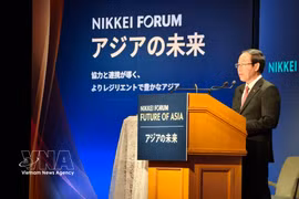 Vietnamese Deputy Prime Minister Le Tien Chau delivers a speech at the 31st Future of Asia Conference in Tokyo on June 11 (Photo: VNA)