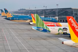 Aircraft of Vietnamese airlines at Noi Bai International Airport. (Photo: VietnamPlus)