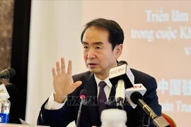 Chinese Ambassador to Vietnam He Wei grants an interview to the press. (Photo: VNA)