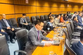 Ambassador Vu Le Thai Hoang speaks at the meetnig (Photo: VNA)