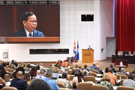 Deputy Prosecutor General Lieut. Gen. Ta Quang Khai presents his presentation (Photo: VNA)