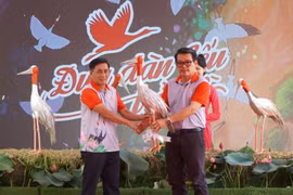 Dong Thap receives the first sarus cranes from Thailand for conservation. (Photo: VNA)