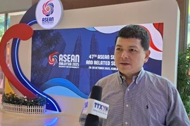 Ei Sun OH, a principal adviser at the Pacific Research Centre of Malaysia, talks to the Vietnam News Agency's correspondents in Kuala Lumpur (Photo: VNA)