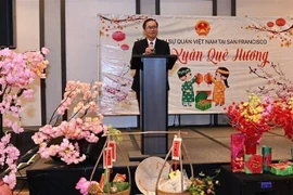 Consul General of Vietnam in San Francisco Hoang Anh Tuan speaks at a meeting with overseas Vietnamese on the occasion of the Lunar New Year. (Photo: VNA)