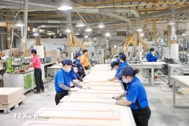 Production activities at the factory of the Italian-Asian Door Industry Company Limited in Tan Uyen city (Binh Duong). (Photo published by VNA)