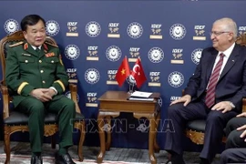 Visiting Deputy Minister of National Defence Sen. Lt. Gen. Hoang Xuan Chien (L) and Turkish Minister of National Defence Yasar Guler during their meeting on July 22.