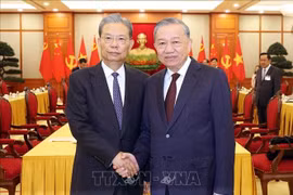 Party General Secretary To Lam (R) and Chairman of the Standing Committee of the National People’s Congress (NPC) of China Zhao Leji. (Photo: VNA) 