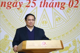 Prime Minister Pham Minh chairs the first meeting of the Steering Committee for Wastefulness Prevention and Control held in Hanoi on February 25. (Photo: VNA)