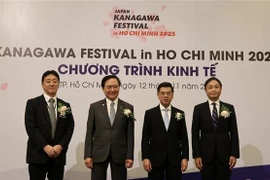 Leaders of HCM City and Kanagawa at the event (Photo: VNA)