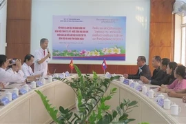 Doctors from Quang Ngai 2 General Hospital and Attapeu provincial Hospital in Laos share experience. (Photo: VNA)