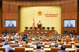 Scene from a National Assembly sitting during the 10th session of the 15th National Assembly. (Photo: VNA)