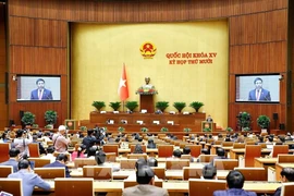 Scene from a National Assembly sitting during the 10th session of the 15th National Assembly. (Photo: VNA)
